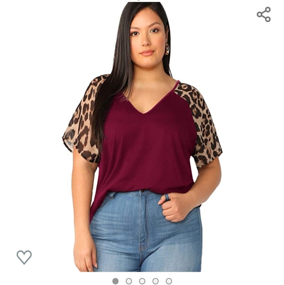 Women's plus size v neck casual blouse - Picture 1 of 8